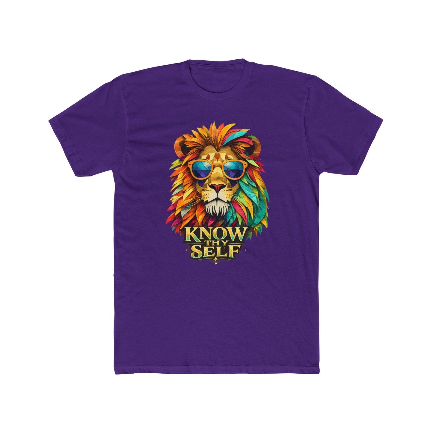 Know Thyself Lion T-Shirt — Colorful Sunglasses Lion Graphic Tee