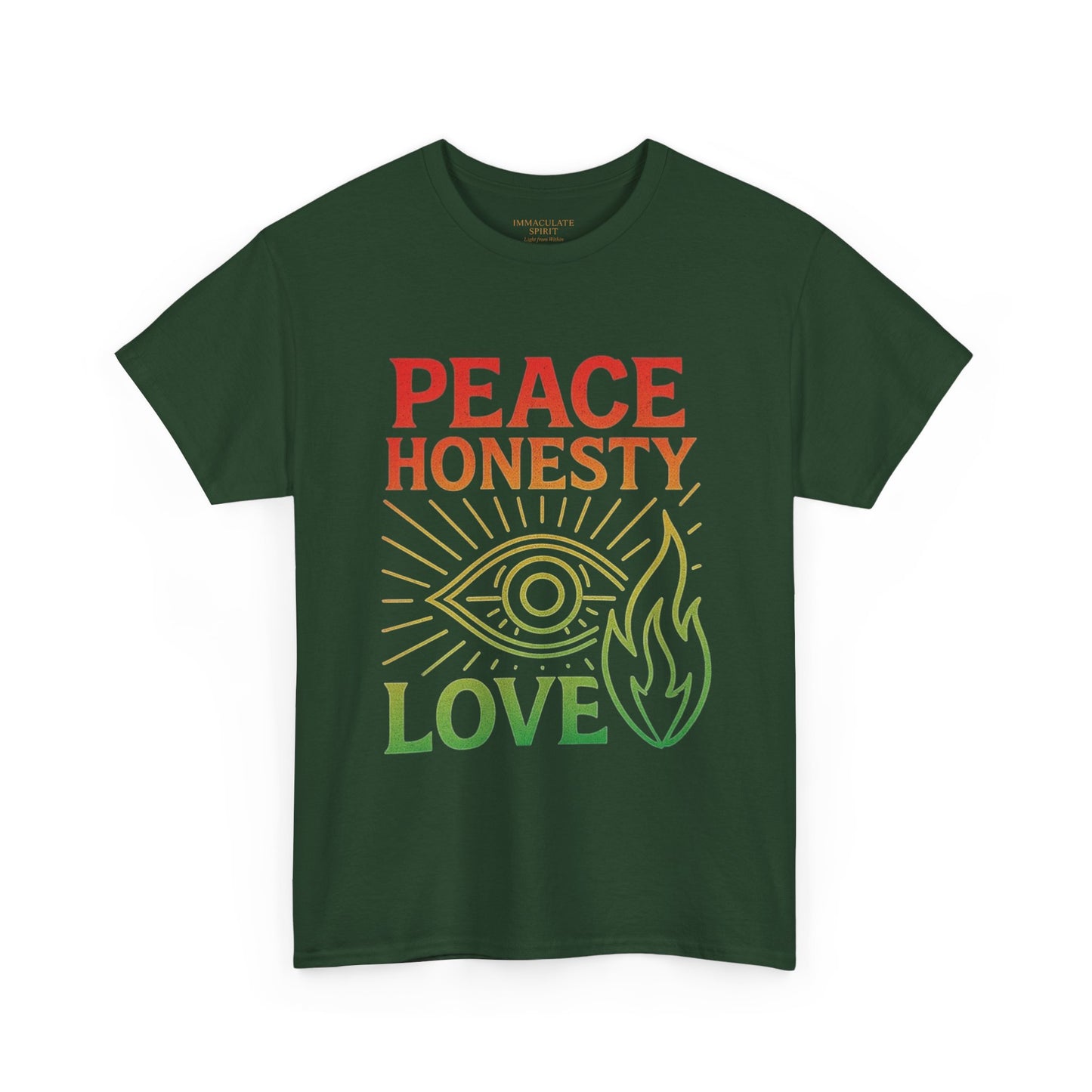 Immaculate Spirit Unisex Heavy Cotton Tee - Peace, Honesty & Love Design