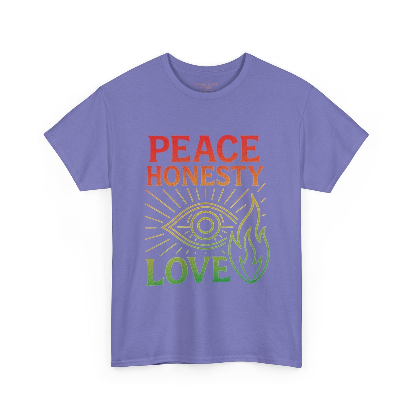 Immaculate Spirit Unisex Heavy Cotton Tee - Peace, Honesty & Love Design