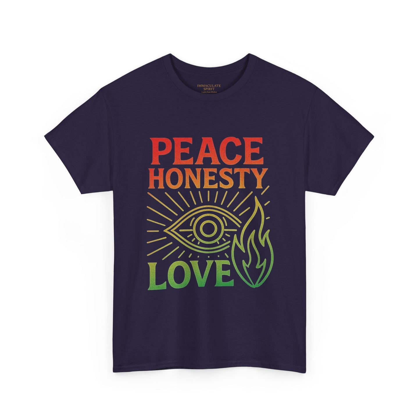 Immaculate Spirit Unisex Heavy Cotton Tee - Peace, Honesty & Love Design