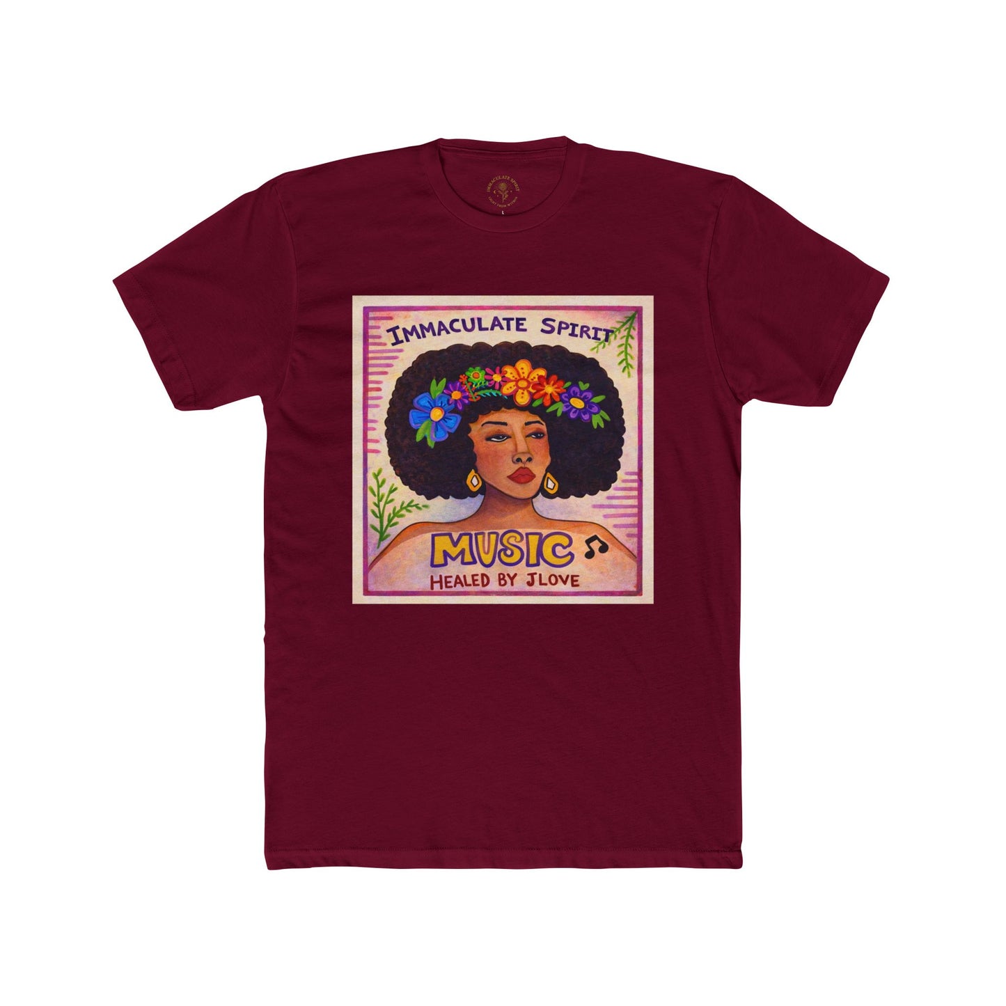 Music Healed by Love T-Shirt — Immaculate Spirit Floral Portrait Tee