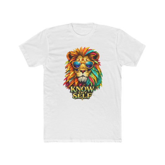 Know Thyself Lion T-Shirt — Colorful Sunglasses Lion Graphic Tee