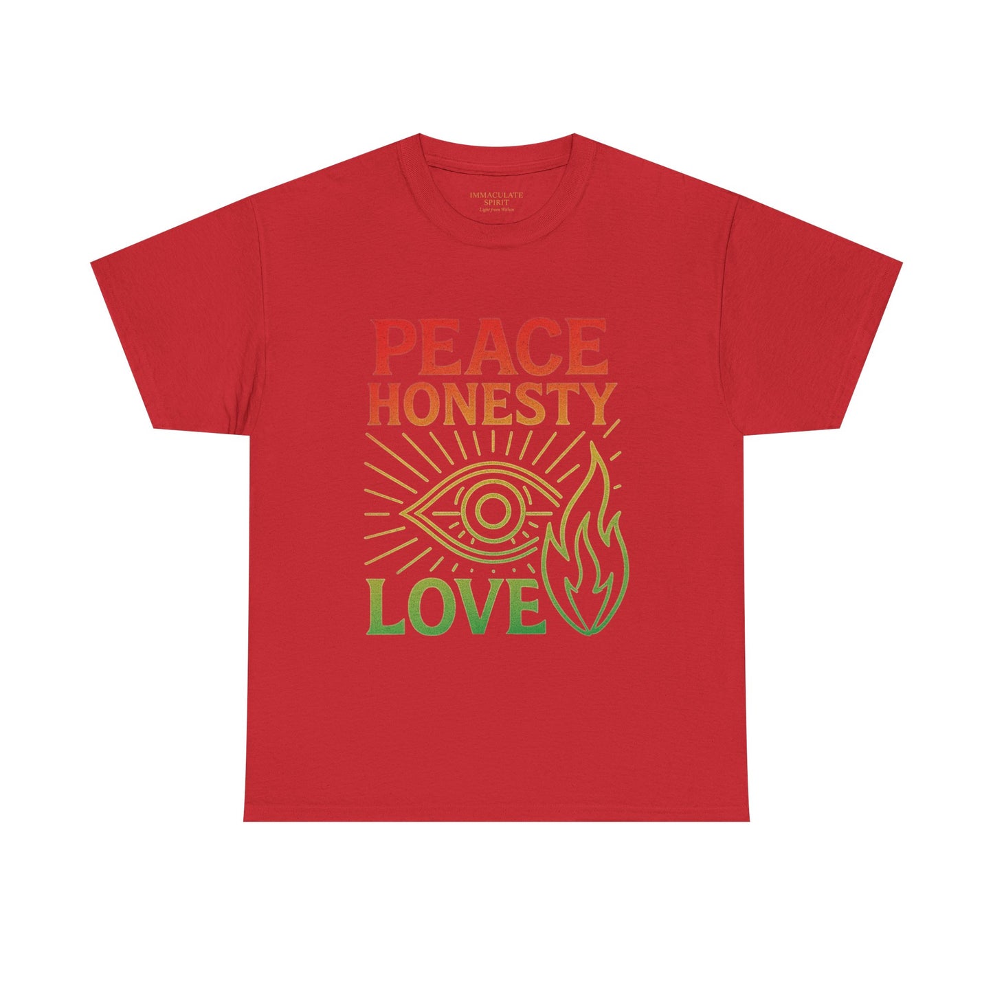 Immaculate Spirit Unisex Heavy Cotton Tee - Peace, Honesty & Love Design
