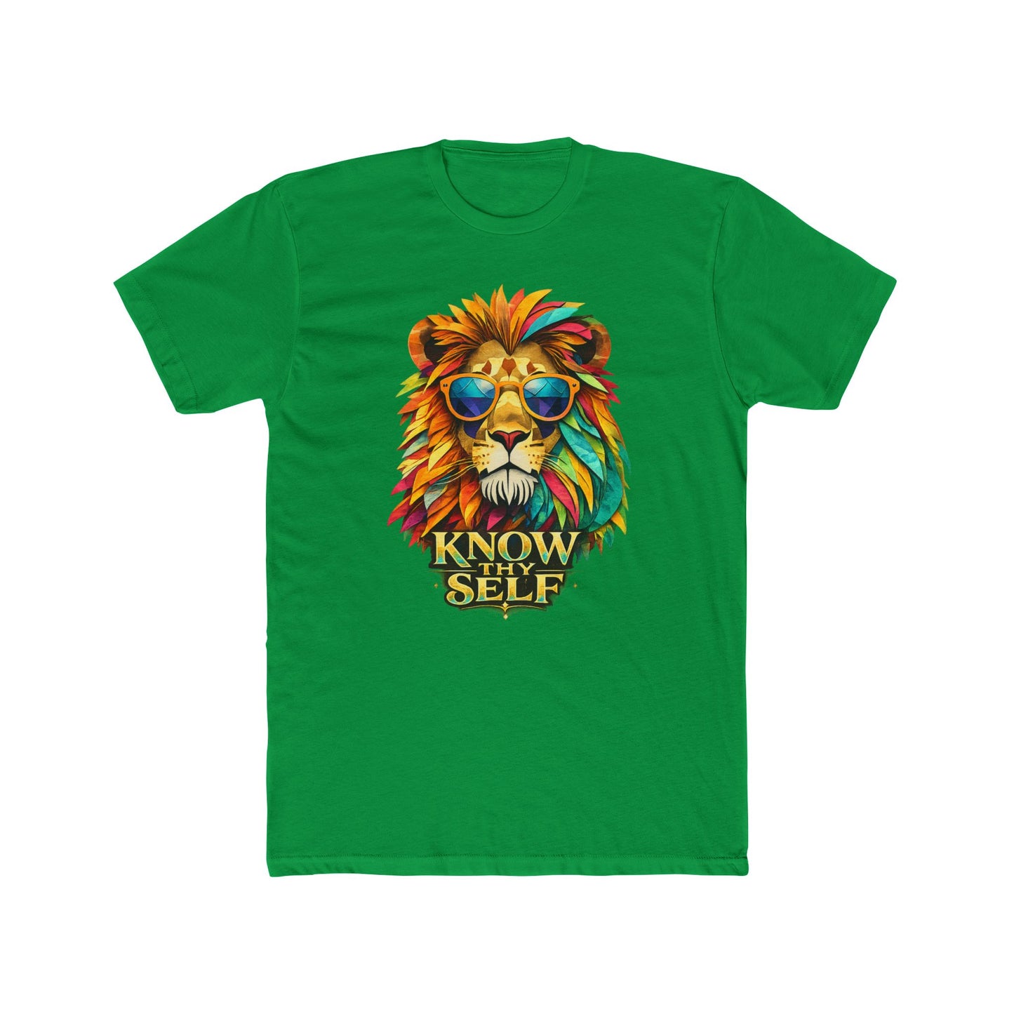 Know Thyself Lion T-Shirt — Colorful Sunglasses Lion Graphic Tee