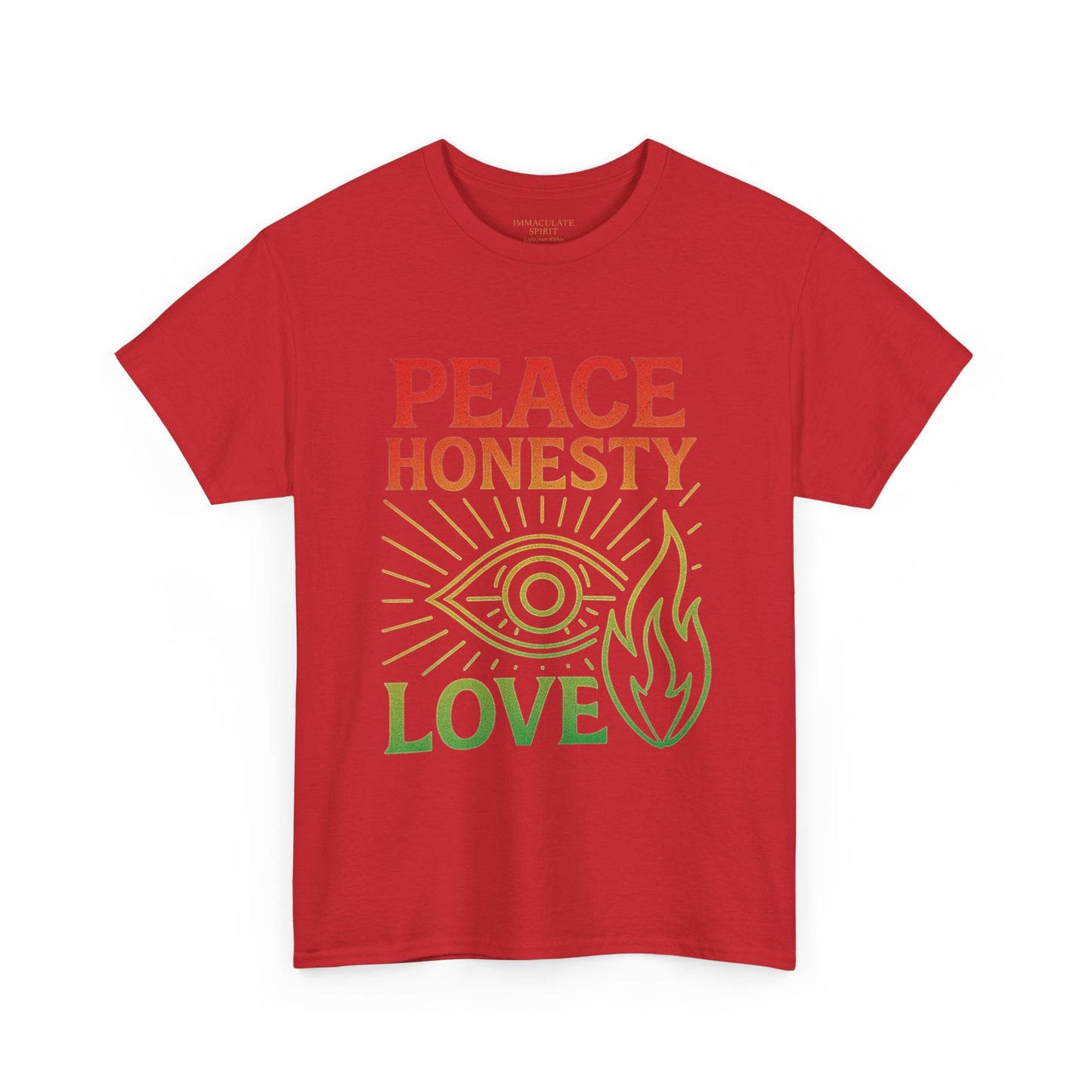 Immaculate Spirit Unisex Heavy Cotton Tee - Peace, Honesty & Love Design