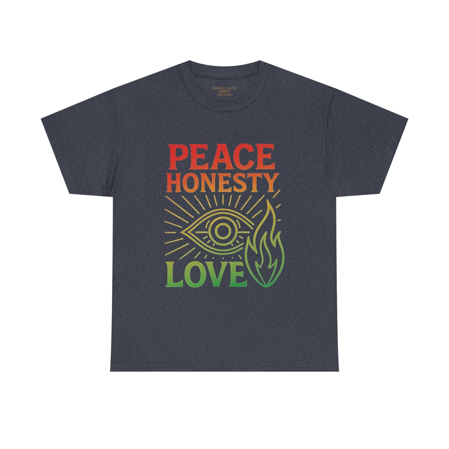 Immaculate Spirit Unisex Heavy Cotton Tee - Peace, Honesty & Love Design