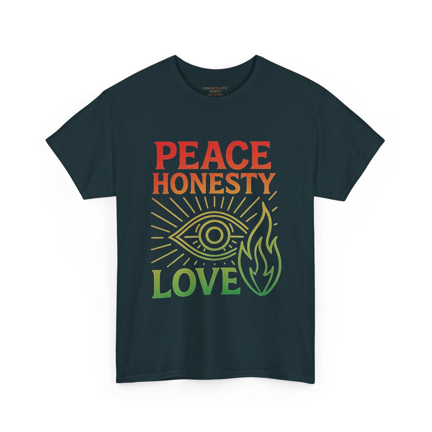 Immaculate Spirit Unisex Heavy Cotton Tee - Peace, Honesty & Love Design