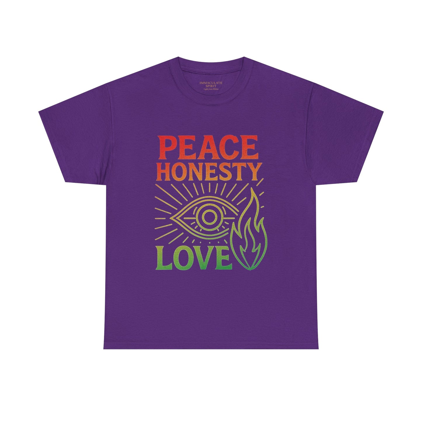 Immaculate Spirit Unisex Heavy Cotton Tee - Peace, Honesty & Love Design