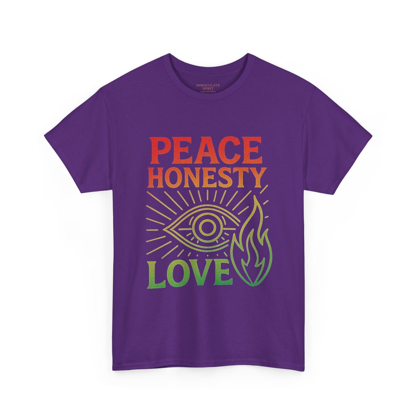 Immaculate Spirit Unisex Heavy Cotton Tee - Peace, Honesty & Love Design