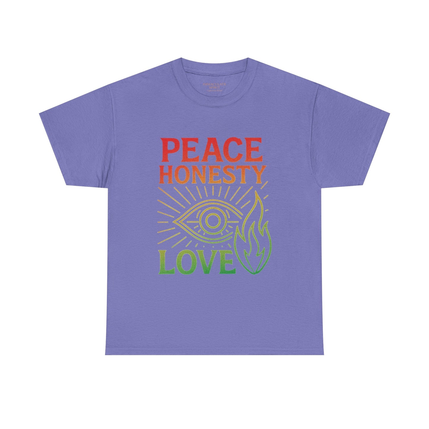 Immaculate Spirit Unisex Heavy Cotton Tee - Peace, Honesty & Love Design