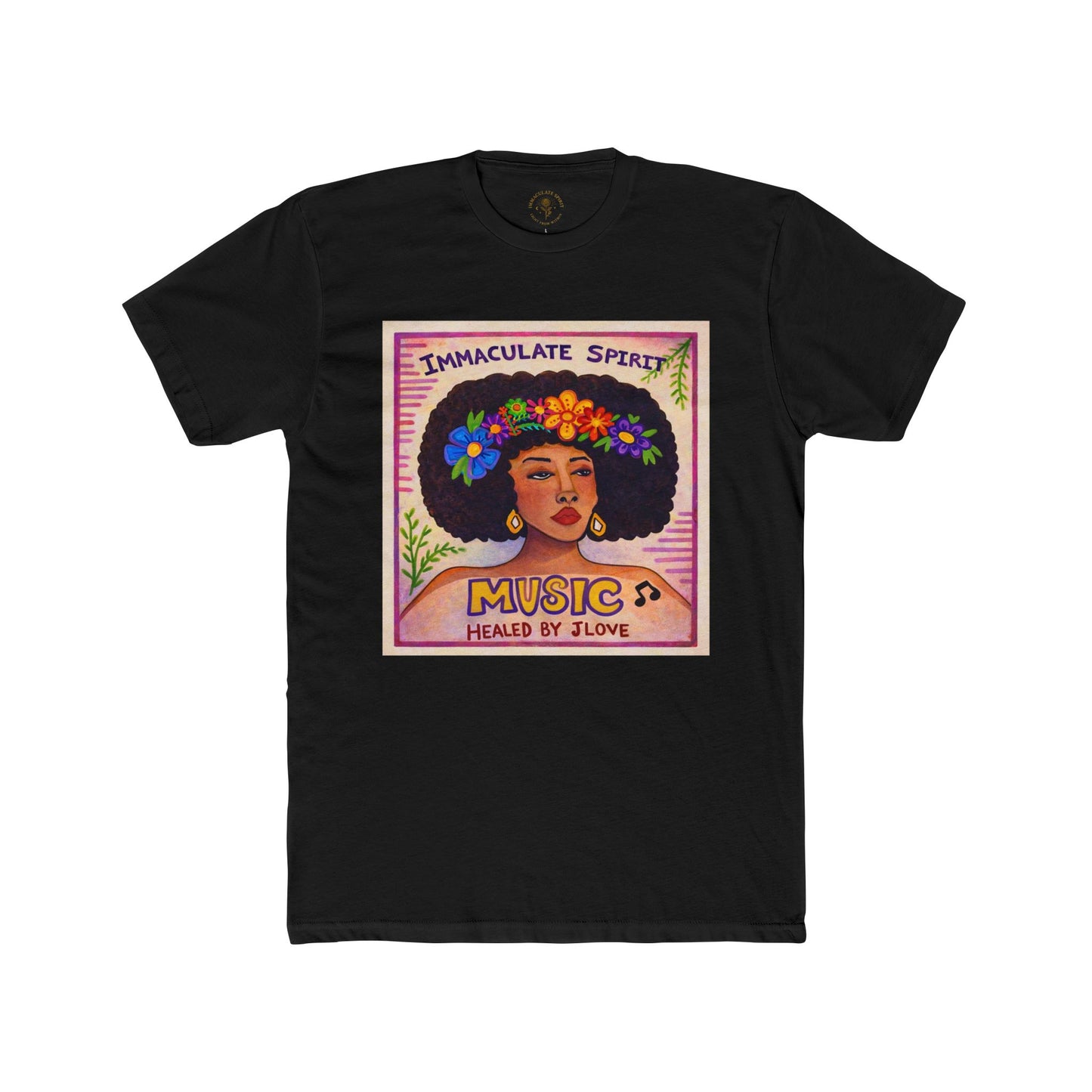 Music Healed by Love T-Shirt — Immaculate Spirit Floral Portrait Tee