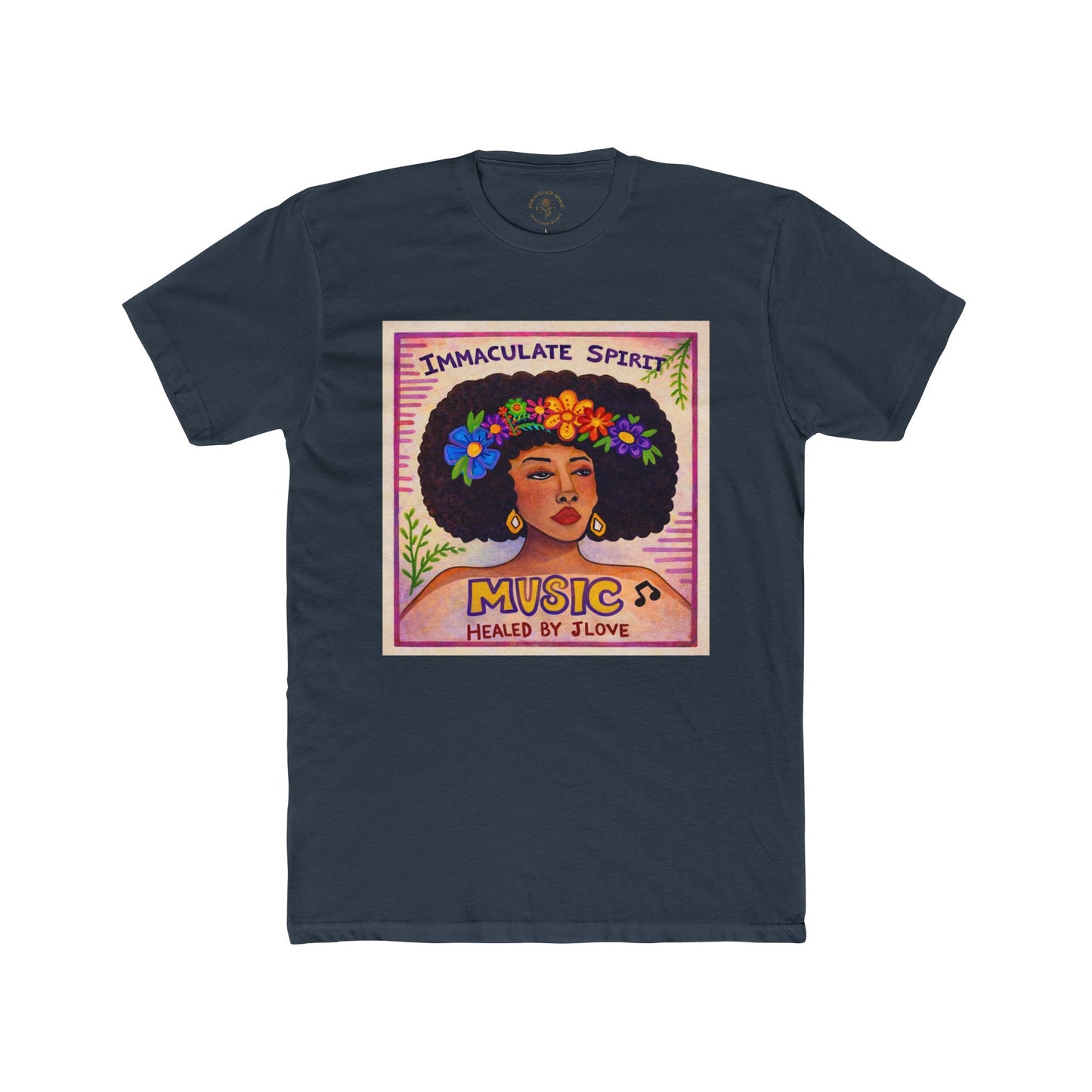 Music Healed by Love T-Shirt — Immaculate Spirit Floral Portrait Tee