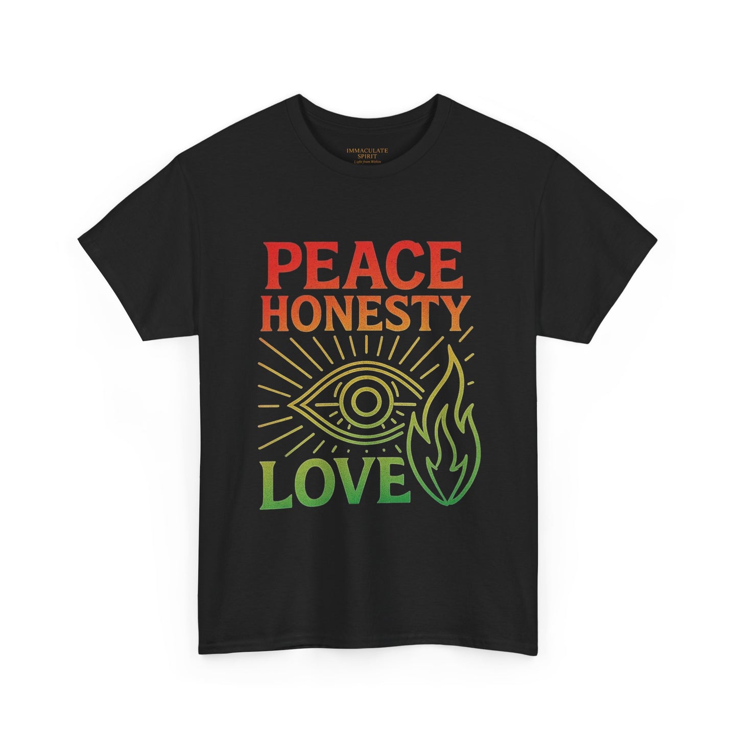 Immaculate Spirit Unisex Heavy Cotton Tee - Peace, Honesty & Love Design
