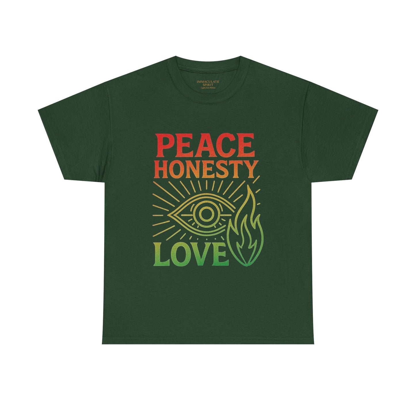 Immaculate Spirit Unisex Heavy Cotton Tee - Peace, Honesty & Love Design