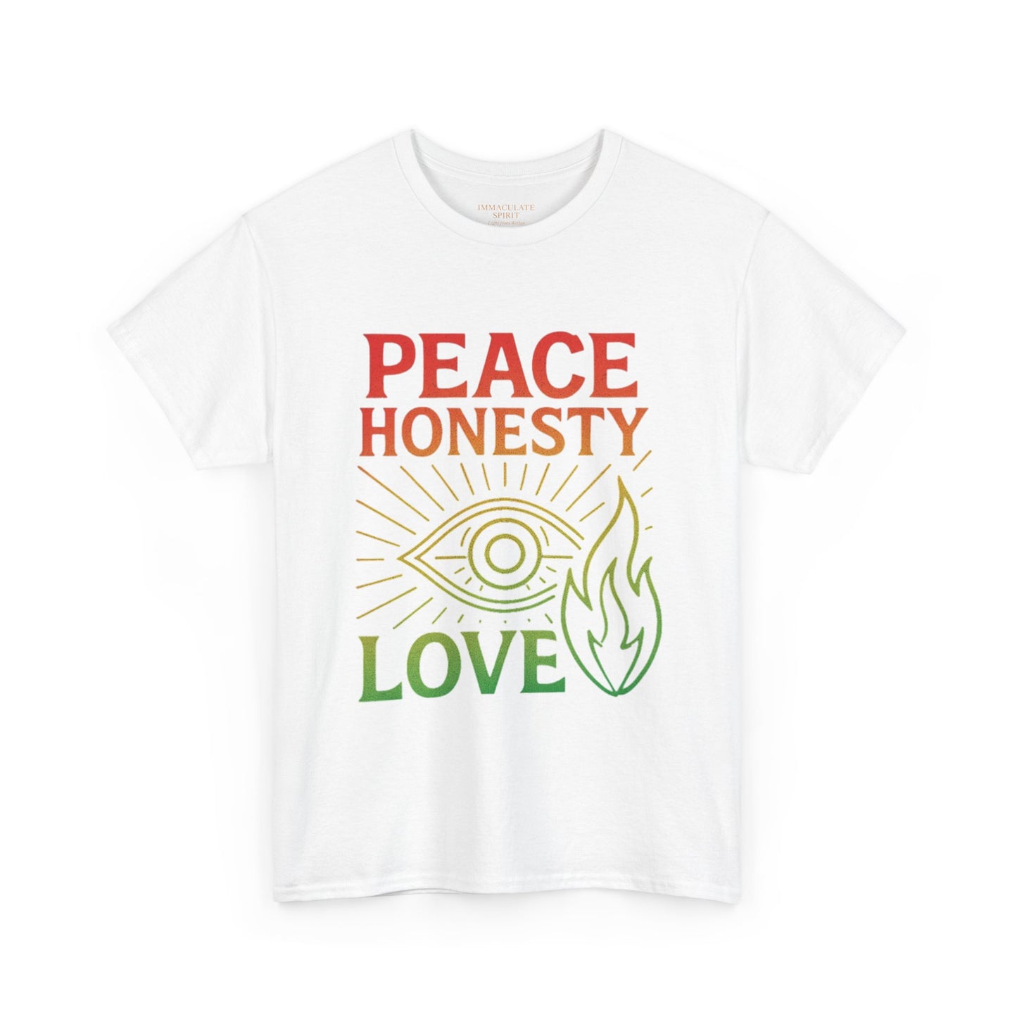 Immaculate Spirit Unisex Heavy Cotton Tee - Peace, Honesty & Love Design
