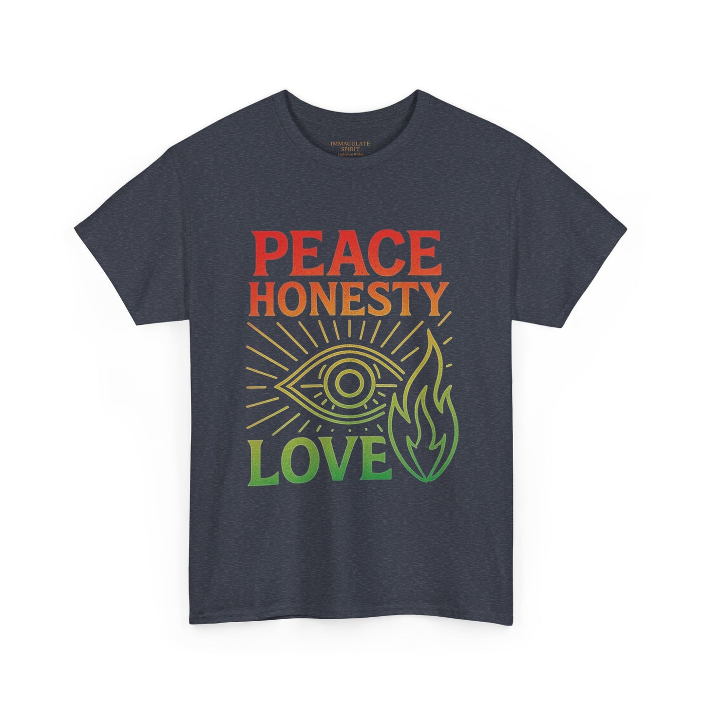 Immaculate Spirit Unisex Heavy Cotton Tee - Peace, Honesty & Love Design