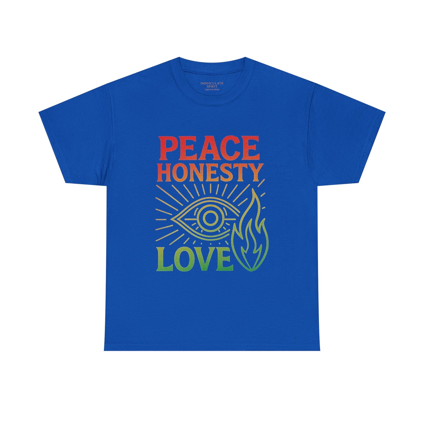Immaculate Spirit Unisex Heavy Cotton Tee - Peace, Honesty & Love Design